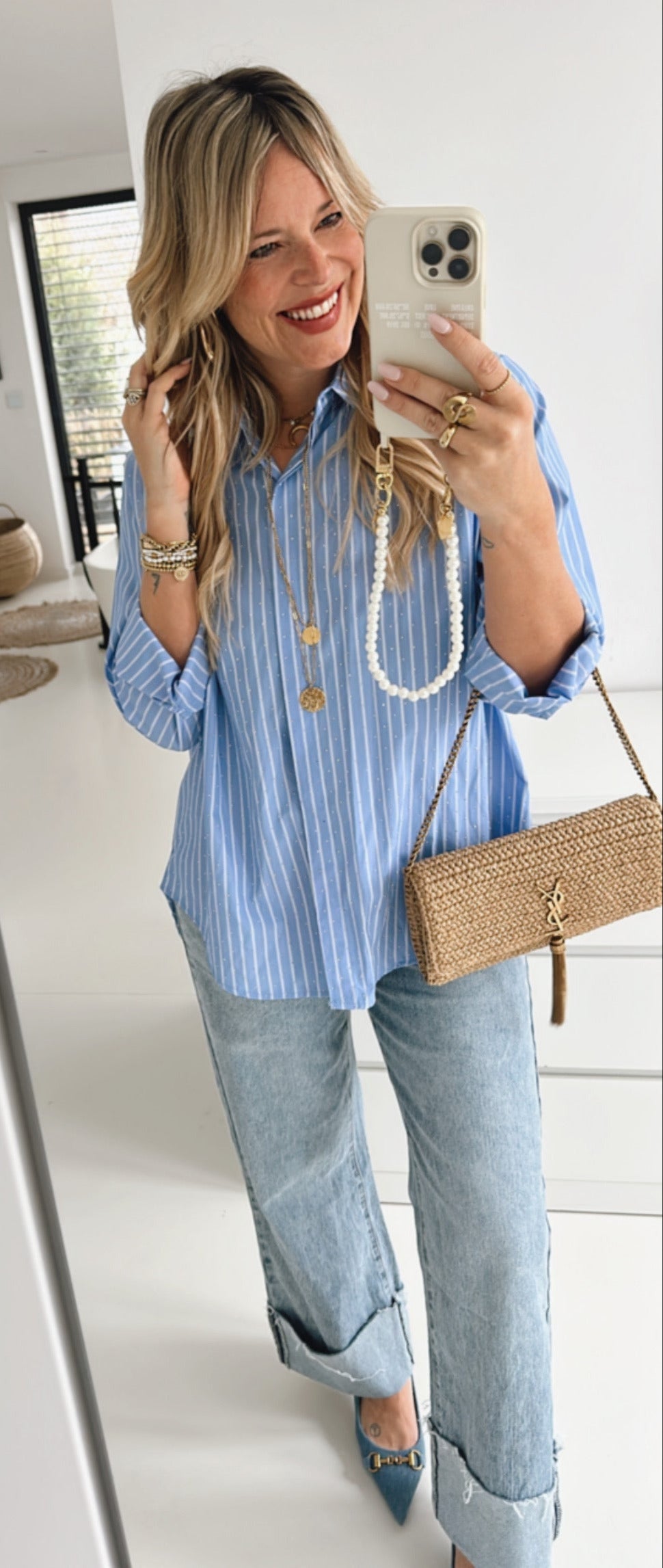 Glitter Hemd Bluse Stripes