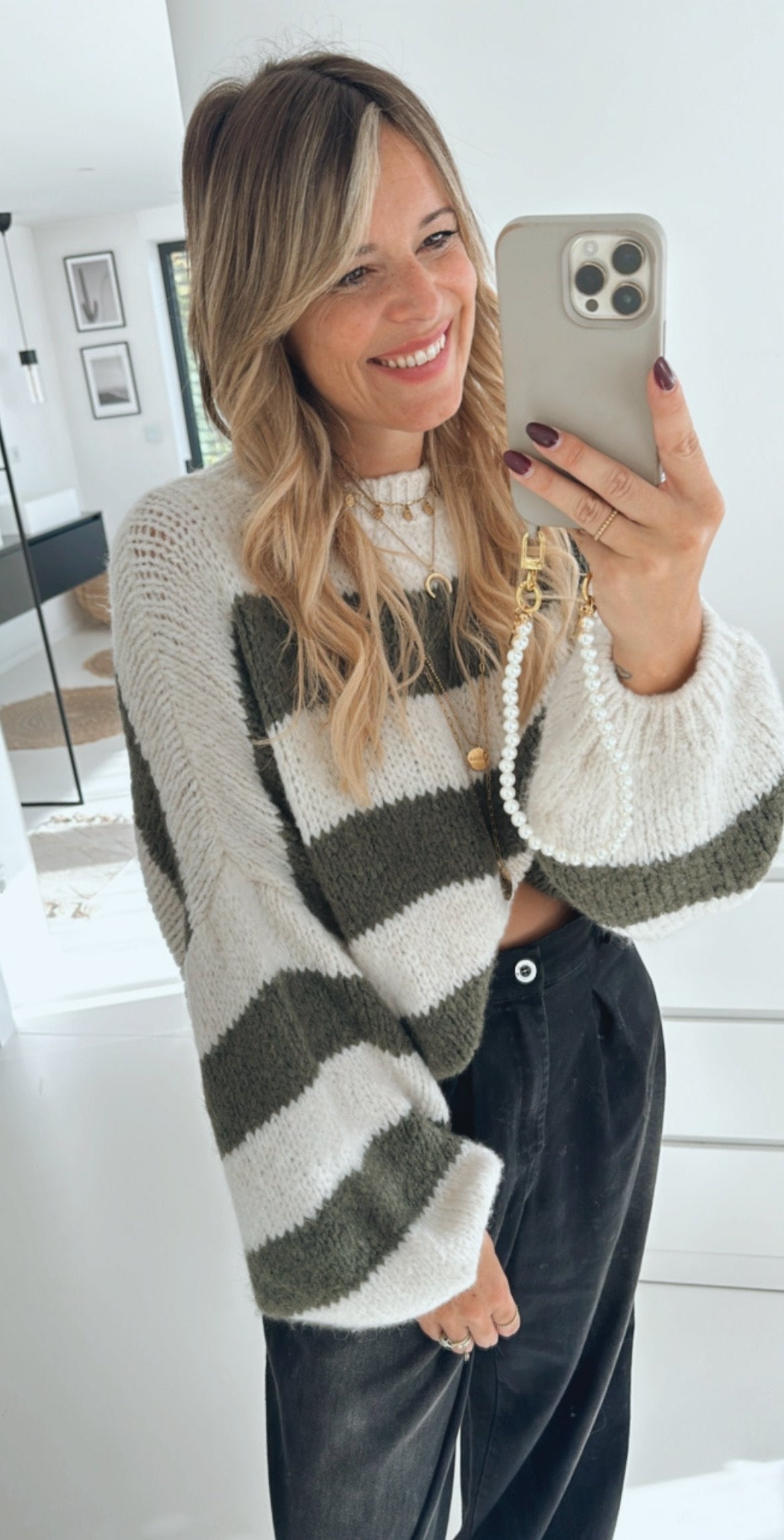 Midi Pulli Roundneck Stripes