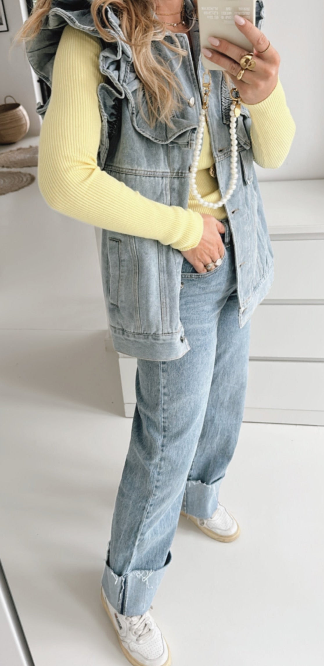 Loose Jeans mit Umschlag