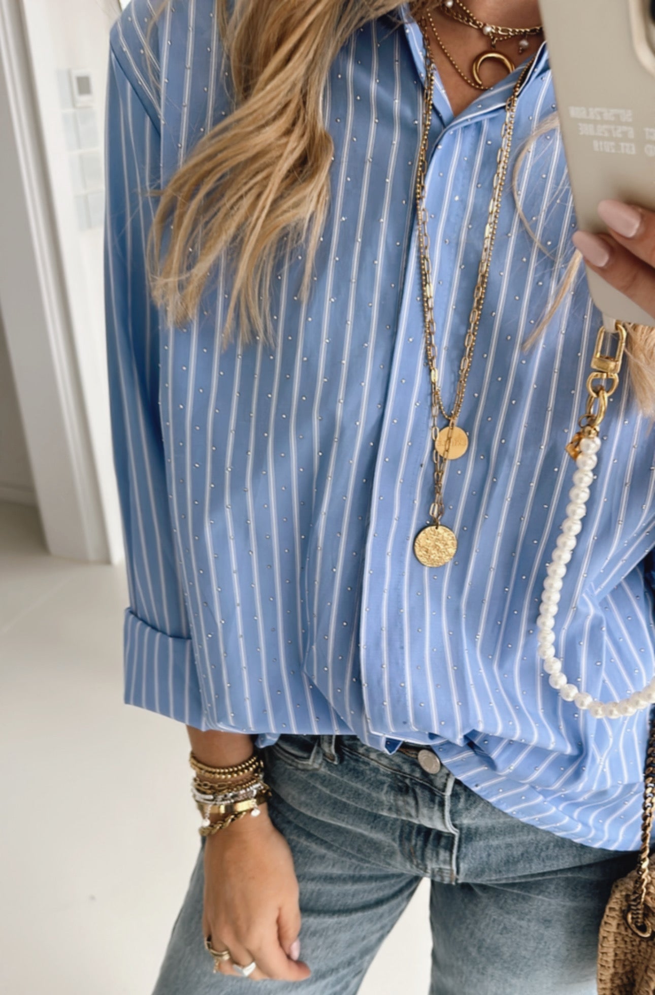 Glitter Hemd Bluse Stripes